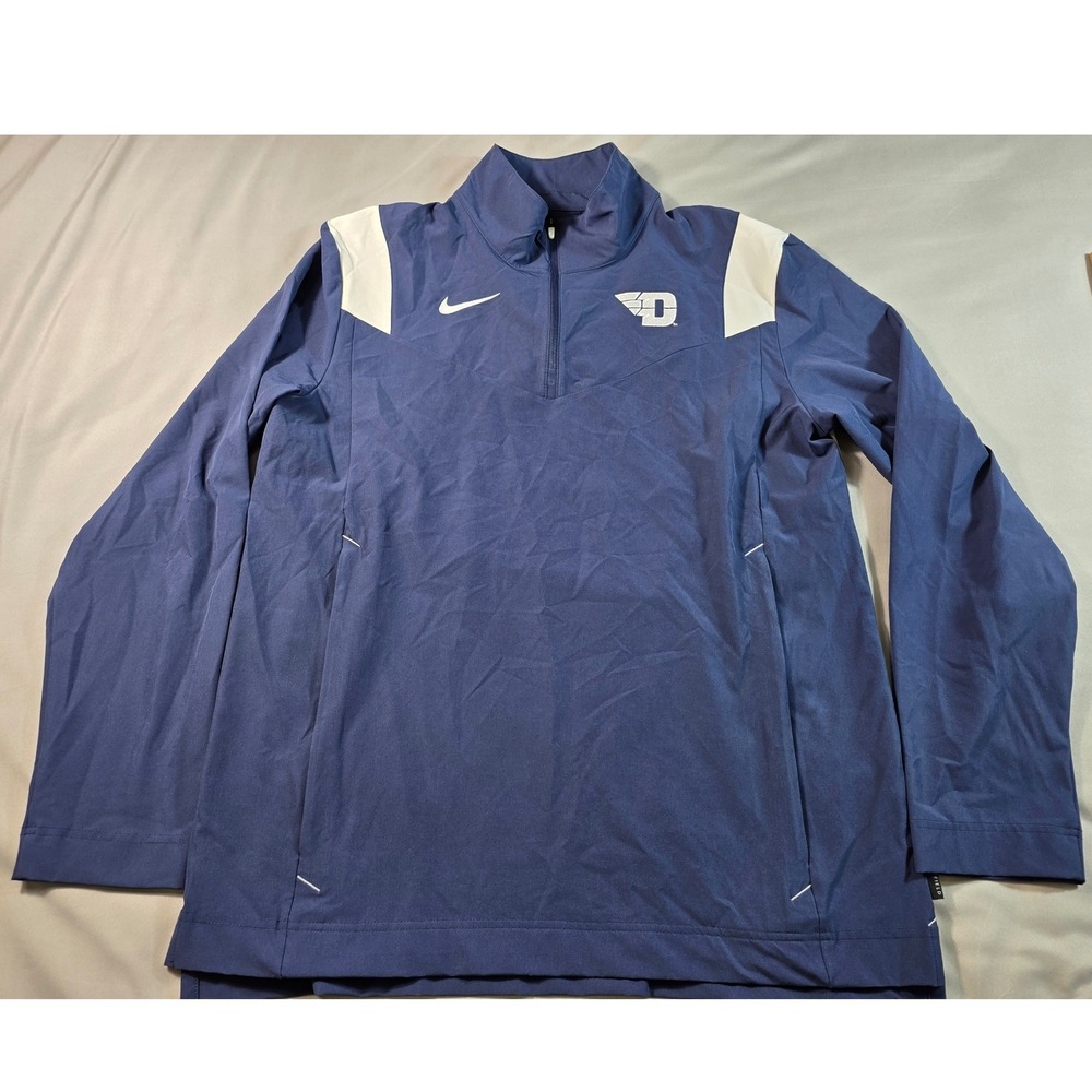 University of Dayton Flyers Nike Coach Jacket Mens Medium Navy Blue 1/4 Zip